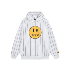 Drew House Mascot Stripe Smiley Logo Unisex Oversized Fleece Hoodie