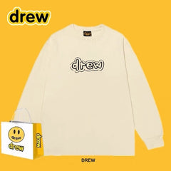 Drew Apricot Outline Logo Relaxed-Fit Long-Sleeve Top