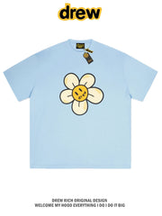 Drew House Daisy Smiley Graphic Oversized Cotton T-Shirt, Off White
