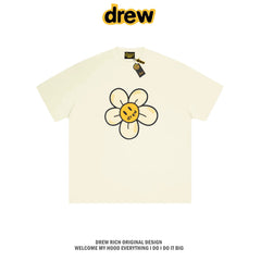 Drew House Daisy Smiley Graphic Oversized Cotton T-Shirt, Off White