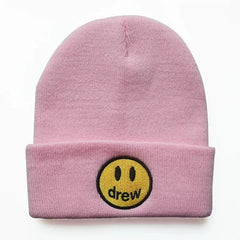 Drew House Smiley Face Knit Beanie, Pink