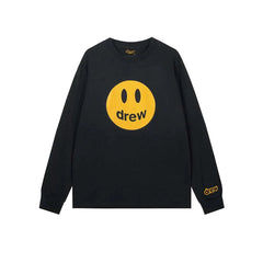 Drew Black Smiley Graphic Oversized Long-Sleeve T-Shirt