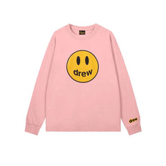 Drew Light Pink Smiley Graphic Oversized Long-Sleeve T-Shirt