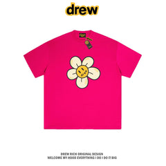 Drew House Daisy Smiley Graphic Oversized Cotton T-Shirt, Hot Pink
