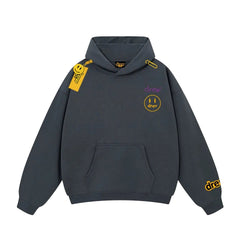 Drew Charcoal Smiley Graphic Relaxed-Fit Fleece Hoodie