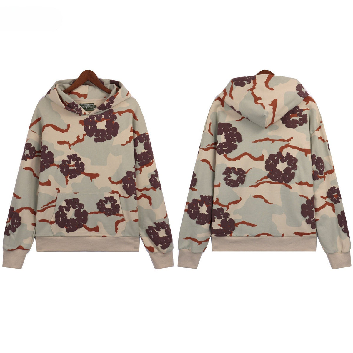 Denim Tears  earth green Cotton Wreath Print Hoodie