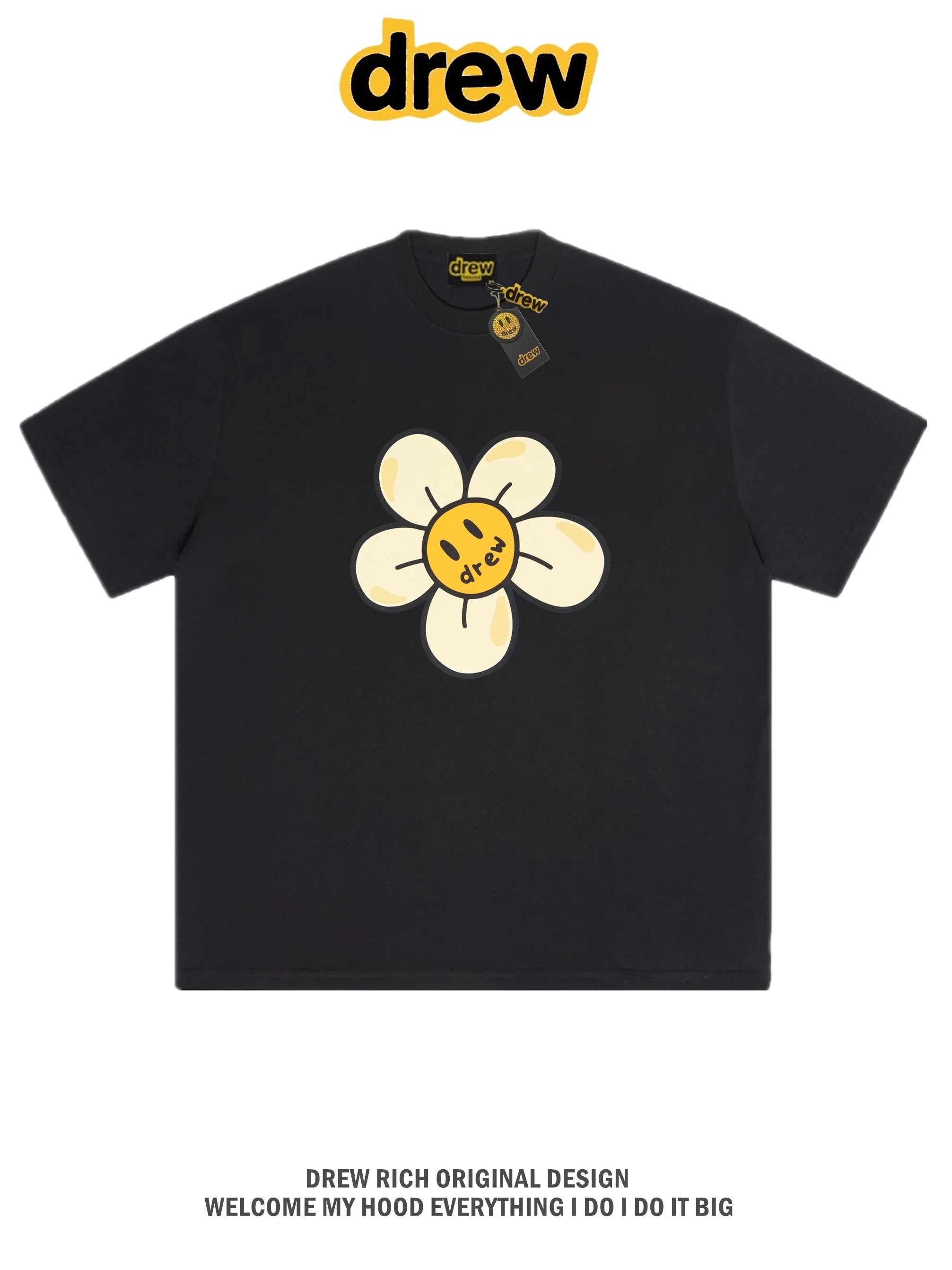 Drew House Daisy Smiley Graphic Oversized Cotton T-Shirt, Off White