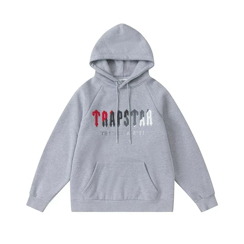 Trapstar niche trendy brand sweatshirt trousers sports leisure suit men and women couple autumn and winter plus velvet letter embroidery (20)