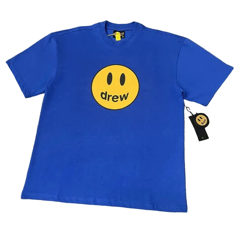 Drew Blue Smiley Graphic Cotton Short-Sleeve T-Shirt