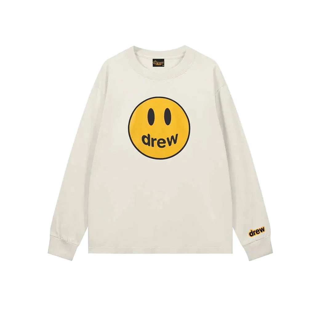Drew Gray Smiley Graphic Oversized Long-Sleeve T-Shirt