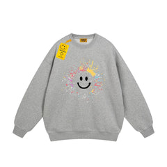 Drew Gray Paint-Splatter Smiley Relaxed-Fit Crewneck Sweatshirt