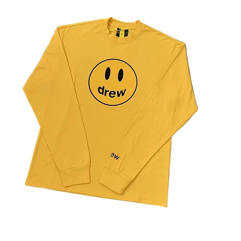 Drew Yellow Smiley Graphic Relaxed-Fit Long-Sleeve T-Shirt