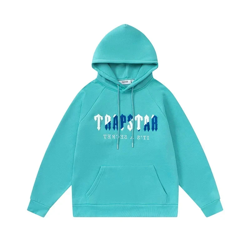 Trapstar niche trendy brand sweatshirt trousers sports leisure suit men and women couple autumn and winter plus velvet letter embroidery (44)